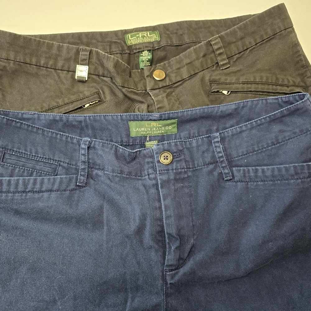 Lauren Ralph Lauen Two Pair Bundle Of Capris  Royal Blue & Black Size 10